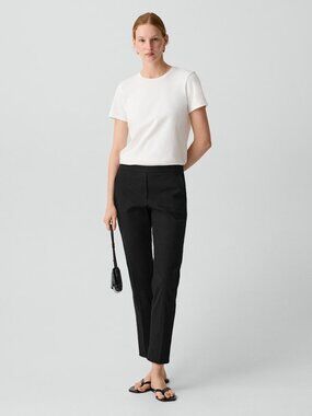 Theory Treeca Cropped Pull-On Pants Eco Crunch Wash Black Size 16